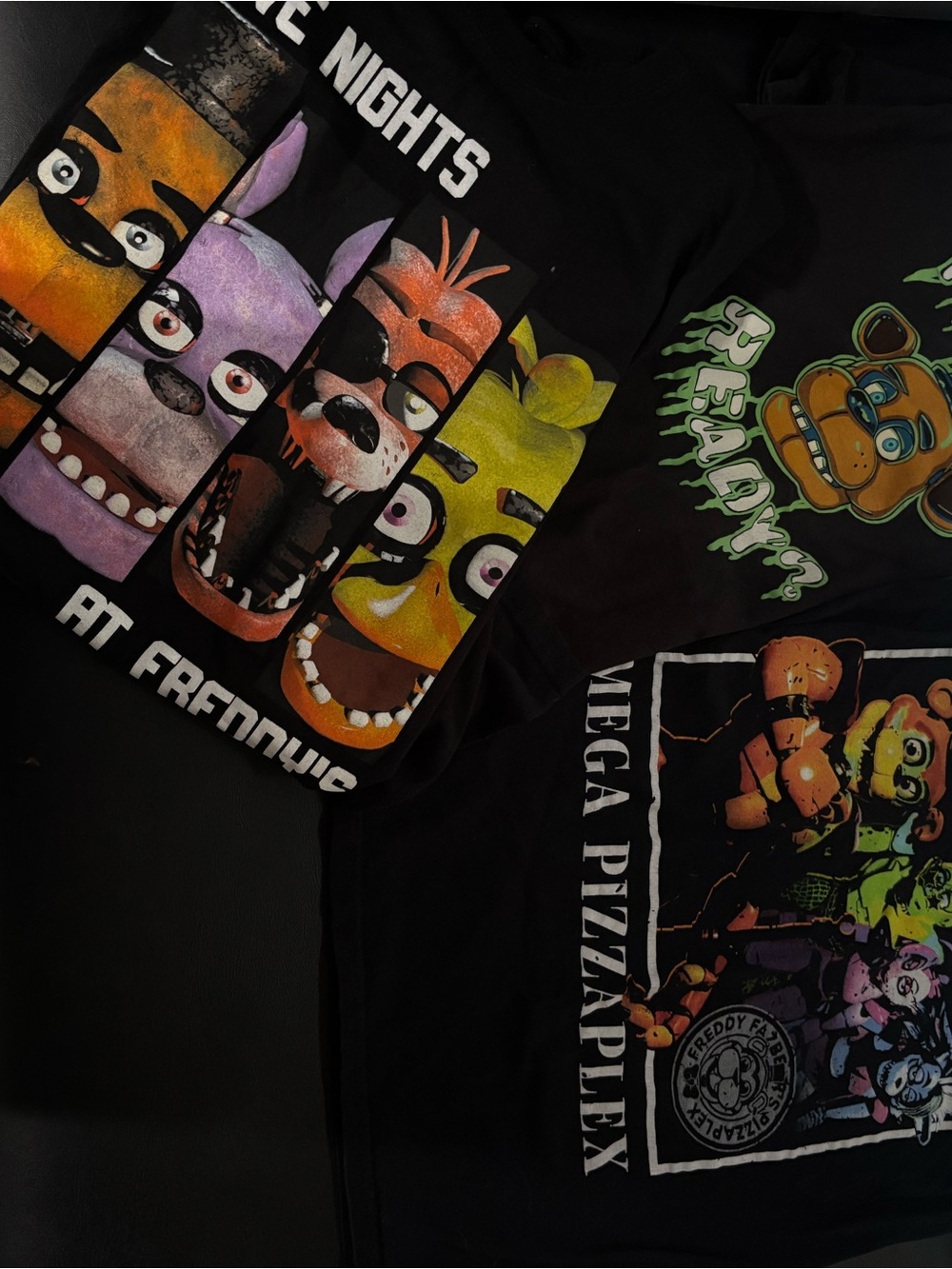 Kids Black Graphic Tee - Animatronic Faces